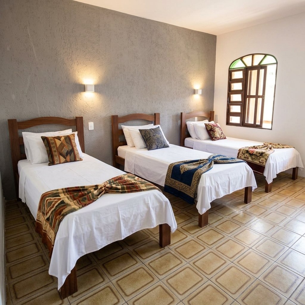 Quarto 3 Camas Solteiro Pousada Canaã